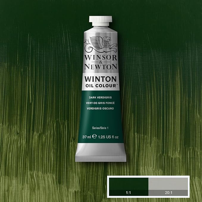 Winsor & Newton Winton Oil Color, 37ml Tube, Dark Verdigris | Artist pigments, Durable, Lightfast, Permanent, Uniform Consistency, Great Pigment Load
