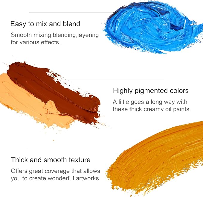PHOENIX Oil Paint Set - 12x12ml/0.4 Fl Oz Tubes, Non-toxic Oil Based Paints for Canvas Craft Painting, Oil Painting Supplies for Artists, Adults & Beginners