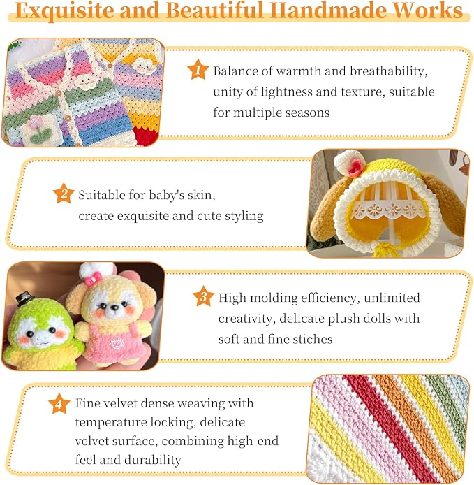 Coopay Skinny Chenille Yarn, Lightweight Soft Yarn for Crochet & Knitting | 12 Colors Crochet Yarn Set - 600g Total, Velvet Yarn for Colorful Crafts, Blankets, Plush Dolls, Decorative Handmade Works