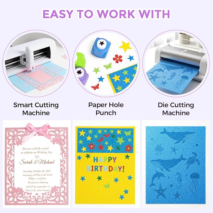 Koogel 36Sheets Glitter Cardstock, 8.27" x 11.7" (A4 Size) 18 Colors