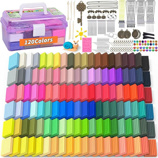 285 Pcs Polymer Clays 120 Bright Colors Oven Bake Clay Non-Sticky Modeling Clay DIY Starter Kit with Sculpting Tool and Accessories for Beginner Artists Jewelry Making Craft Gifts