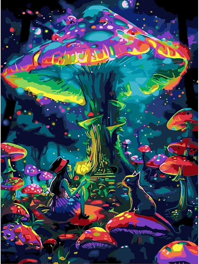 Paint by Numbers Kit for Adults,Magic Mushroom Paint by Number 16x20 In | Paint by Number for Beginner,Adult Paint by Number,HD Color Canvas,DIY Tool Kits,Stress Relief Craft,Great Gift,Without Frame