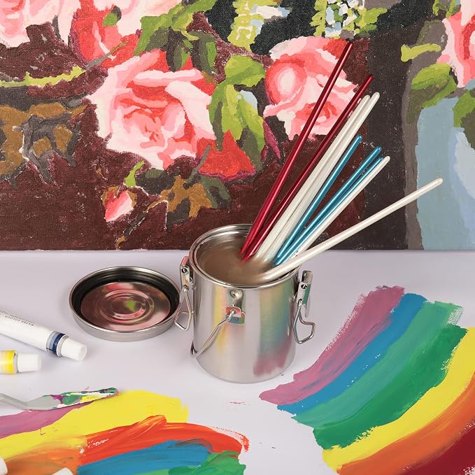 MyLifeUNIT Paint Brush Cleaner, Stainless Steel Brush Holder, 10oz/Small | Durable, Rust-proof, Anti-corrosion, Portable Brush Holder with Porous Strainer Filter for Watercolor Acrylic Oil Painting