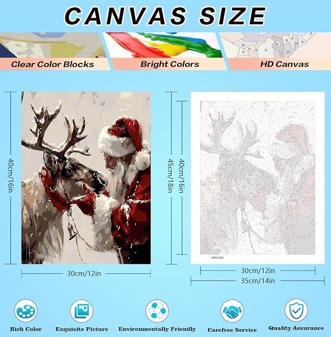 6 Pack Christmas Paint by Numbers Kits for Adults 12x16in(30x40cm)