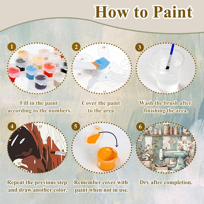 Sewing Paint by Numbers Kit for Adults, Adult Paint by Number Kits 16x20 in