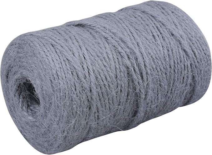KINGLAKE Natural Jute Twine - 328 Feet, Arts & Crafts, Christmas, Durable Packing String, Gray