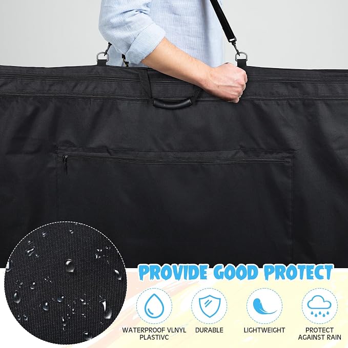 Huhumy 48 x 36'' Extra Large Artist Portfolio Case with Shoulder, Waterproof Leather Corners Black Art Portfolio Bag for Drawing Sketching Poster Artwork Drawing Canvas Photography Poster