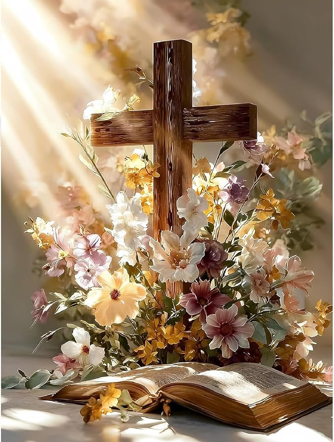 askkqtx Cross Christian Paint by Numbers Kit for Adults Unframed 16x20 in