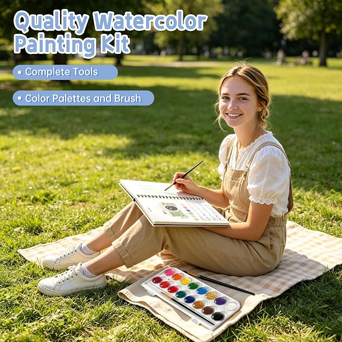Watercolor Workbook, 16 Colors Watercolor Books Paint Set for Adults Teens