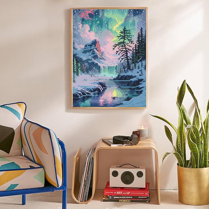 Diamond Art Kits for Adults, Aurora DIY 5D Diamond Painting for Beginners | 12x16 Inch, Full Drill Round Dots, Snowy Mountains Gem Art Craft Kits, Home Wall Decor, Stress Relief Relaxing Hobby Gift