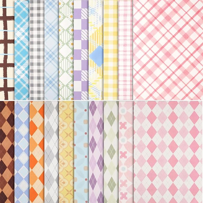BESARME Scrapbook Paper Pad, 60 Sheets, 5.5 x 8.3 in, Double-Sided | 20 grid patterns, easy-cut paper for scrapbooks, journals, cards, tags, photo books, origami and DIY crafts