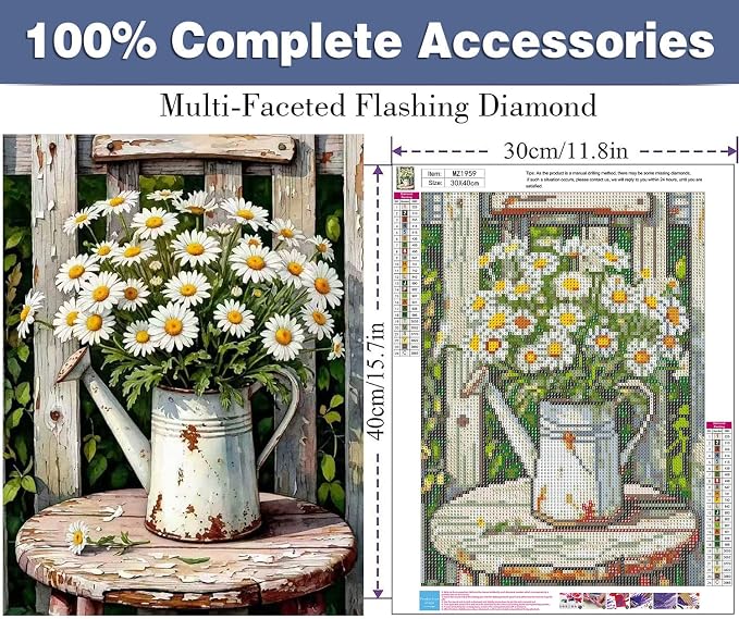 ijbnhd Daisy Diamond Art Kits for Adults Diamond Paintings 12x16in