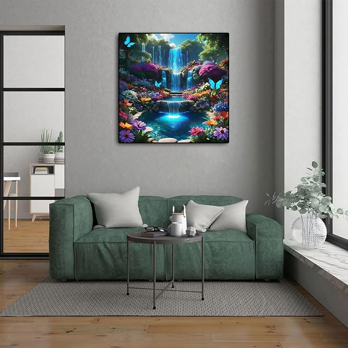5D Landscape Scenery Diamond Art kits for Adults Beginners 13.7x13.7inch | Waterfall Diamond Painting Kit, DIY Full Round Drill Paint by Diamonds Dot Gem Art for Adult, Home Wall Decor