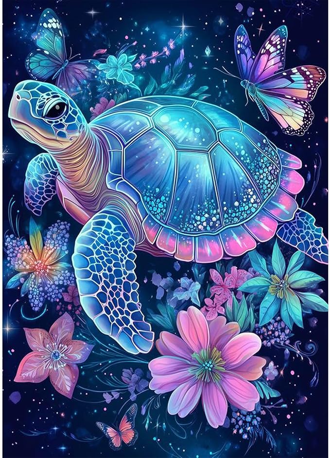 Yanfairy Turtle Diamond Art Painting Kits for Adults, Full Drill Diamond Dots Paintings for Beginners, Round 5D Paint with Diamonds Pictures Gem Art Painting Kits DIY Crafts Kits 12x16inch