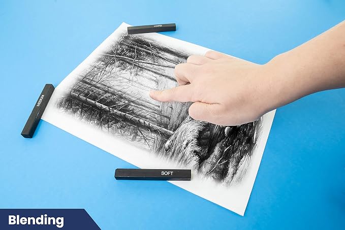 Pacific Arc Compressed Charcoal Sticks Hard 12 Pack for Drawing, Sketching, and Shading