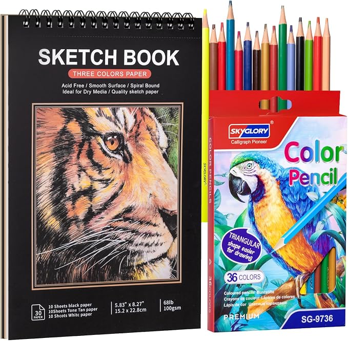 5.8 x 8.3In Sketch Book Set for Kids, 100 GSM Spiral Sketch Drawing Pad