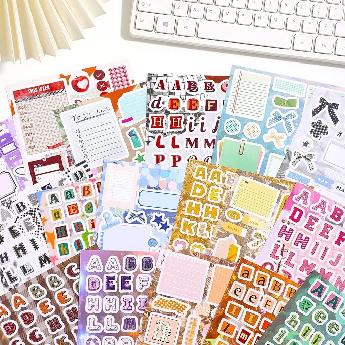 1000+ Pcs Alphabet Collage Sticker Book, Retro Letter & Collage Note Frame Decor Stickers for Junk Journal, Scrapbooking Supplies, Ideal DIY Decorative Gift for Women Teen Girls