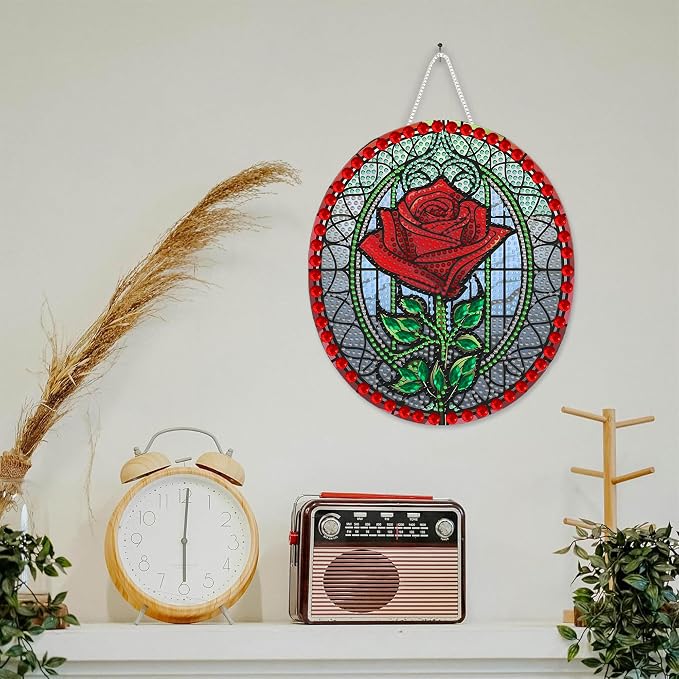 SKRYUIE Rose Hanging Pearl Diamond Art Kits for Adults Suncatcher A49