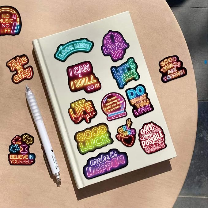 50PCS Positive Affirmation Stickers, Neon Inspirational Stickers