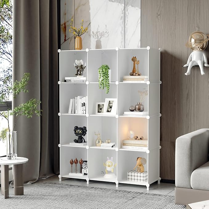 AWTATOS 12 Cube Storage Organizer, Closet Organizer Storage Shelves, White