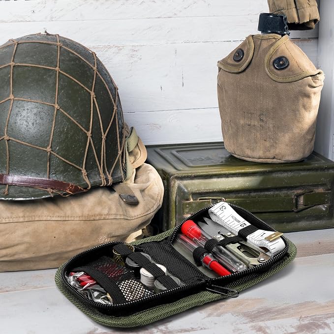 Suncalla 1 Pack Military Survival Sewing Kit Travel Emergency,Army Green