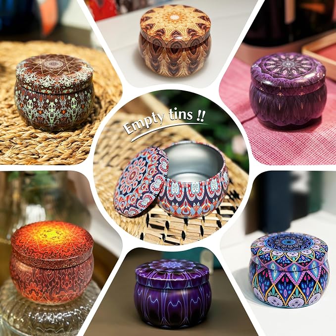 Domivirgo 24 Empty Candle Tins 4.5 oz with Lids - Simple Candle-Making Kit, Includes Wicks, Holders & Stickers, Multi-Purpose Storage Containers for Crafts & Small Items
