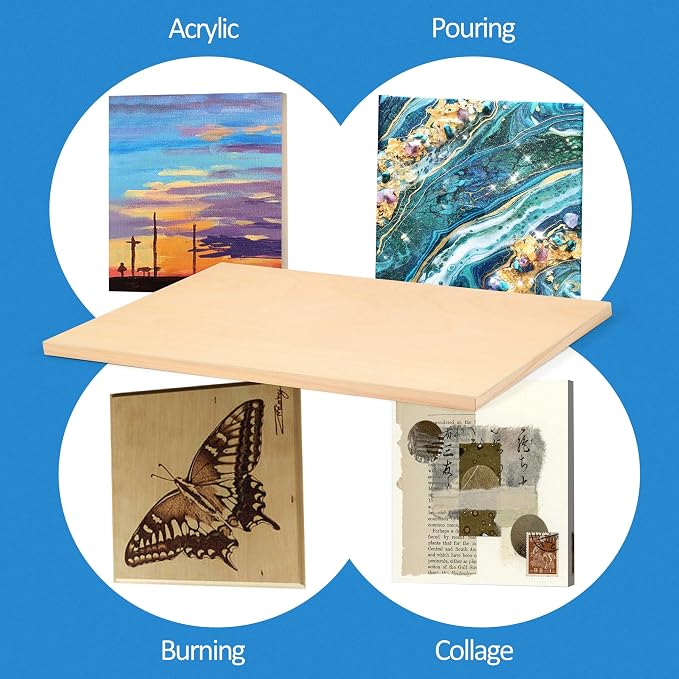 Falling in Art 2 Pack 24x36 Unfinished Birch Wood Panels Kit for Painting | Studio 1’’ Deep Wood Canvas, Cradle Boards for Acrylic Pouring, Art, Crafts, Epoxy Resin, Laser Engraving Cutting