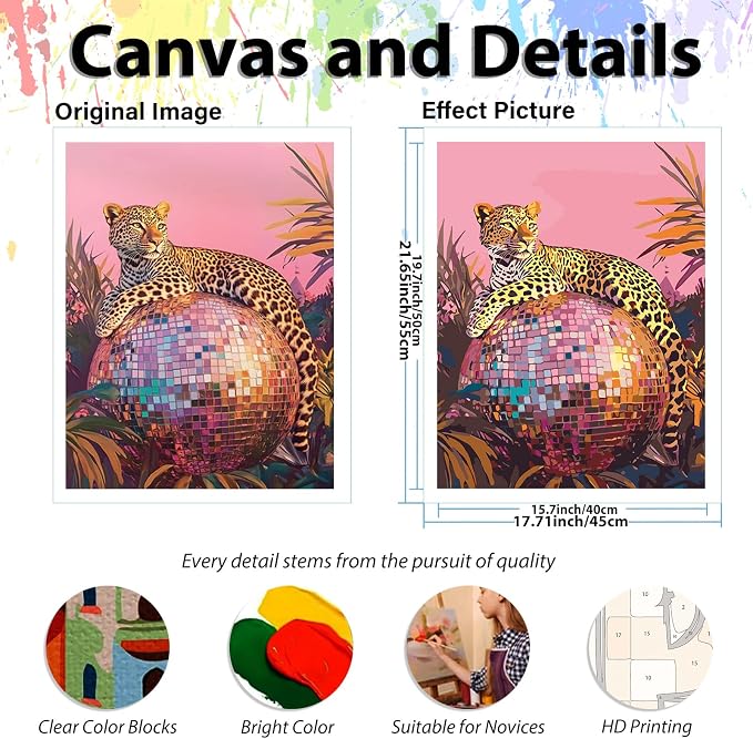 Animal Paint by Numbers Kit for Adults, Adult Paint by Number Kits 16x20 in | Paint by Numbers Kit for Adults, Acrylic Painting by Numbers, DIY Arts and Crafts for Gifts or Home Decor