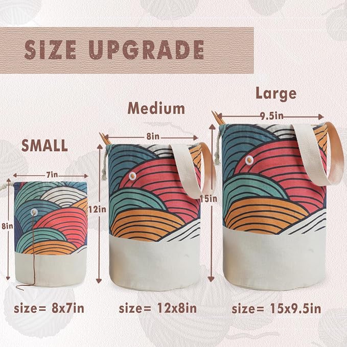 TOGETRUE Yarn Bag, Knitting Crochet Bag, Portable Yarn Storage Bags Organizer for Crocheting Project, Store Skein Ball, Short Knitting Needle (Medium, Color Arc)