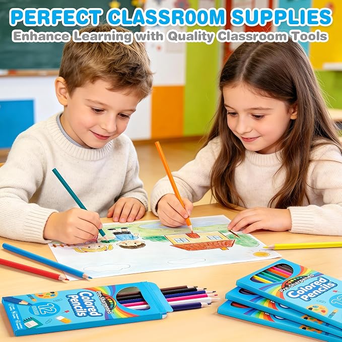 Jyusmile 1152 Count Colored Pencils Bulk, 96 Pack Coloring Pencils for Kids | 12 Assorted Colors, Pre-sharpened, Back to School Supplies for Teachers, Classroom Prizes, Drawing Art Supplies