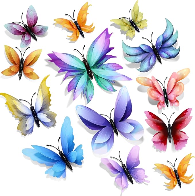 SAOROPEB 3D Butterfly Wall Decor, 24 Pcs Fairy Butterfly Decorations