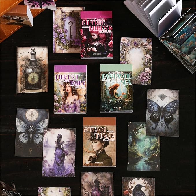 Aromoty 4 Set 200 Pcs Gothic Washi Stickers Book Kit Junk Journal Supplies