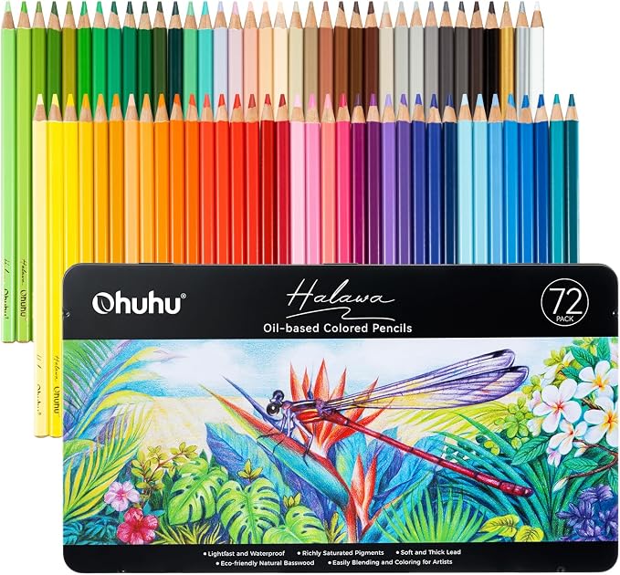 Ohuhu Colored Pencils 72-color Oil-based for Adult Coloring Portrait Halawa