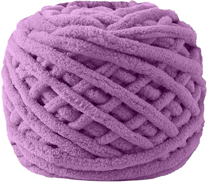 Plush Chenille Chunky Yarn for Crocheting 100g(54.6yd) - Bulky Thick Fluffy Yarn for Knitting- Soft Velvet for Baby, Blanket Knitting Blanket Yarns- Amigurumi Yarns (Light Purple)