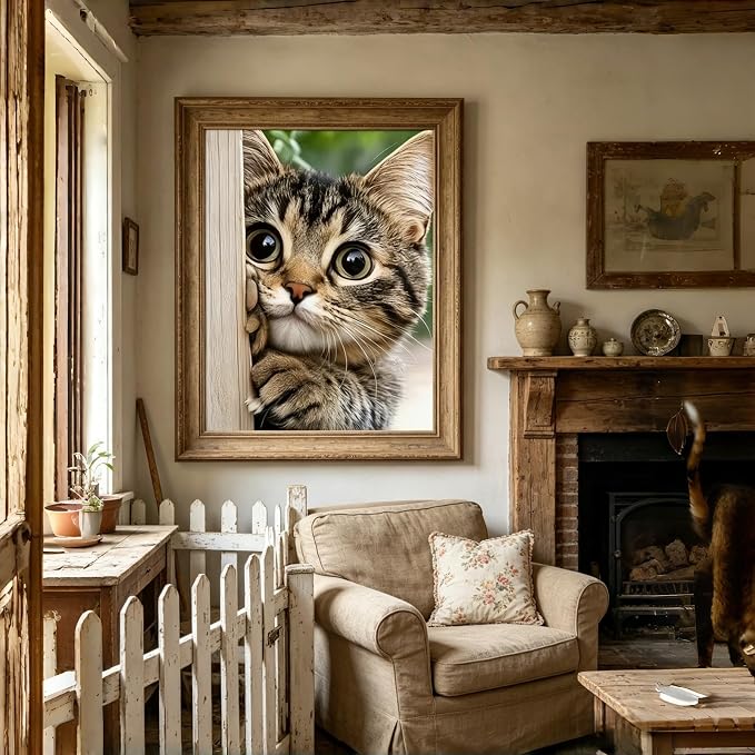 BYGFHLYW Diamond Painting Kits for Adults, Cute Cat Diamond Art Kit 12x16In | 5D Full Round Drill Diamond Dots Kits Gem Arts DIY Crafts for Home Wall Deco Present