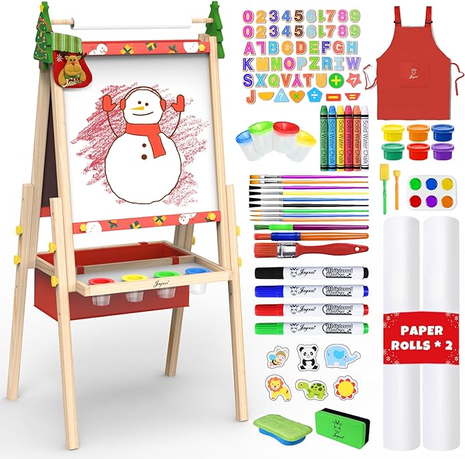 Joyooss Art Easel for Kids Easel for Toddler with Paper roll Red