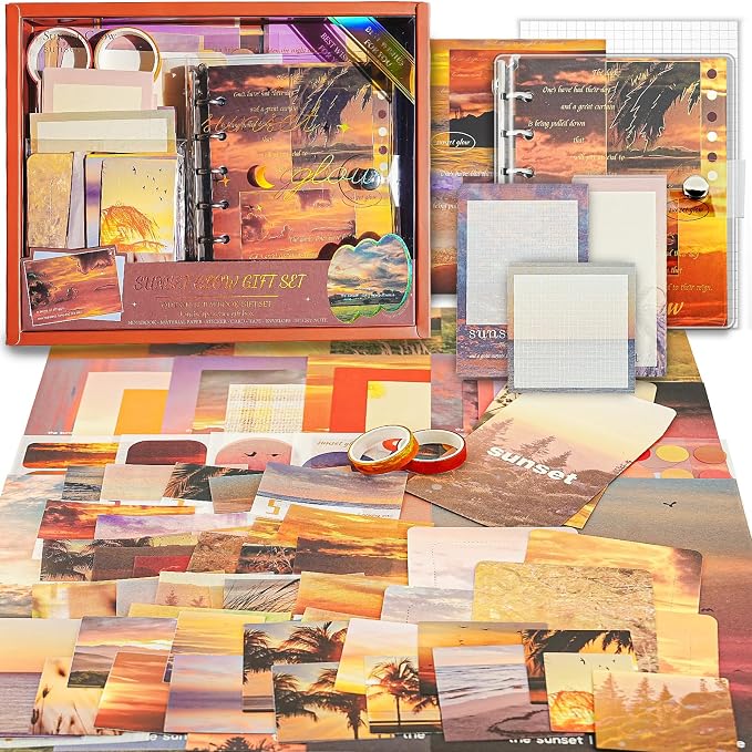 Scrapbooking Supplies Kit, A6 Grid Notebook, Vintage Junk Journaling Kit
