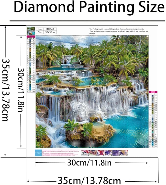 Diamond Art Kits for Adults,Waterfall SceneryDiamond Painting13.8X13.8inch | 5D DIY Full Drill Paint by Diamonds Dot Gem Art Painting Kit,for Home Wall Decor Beginners