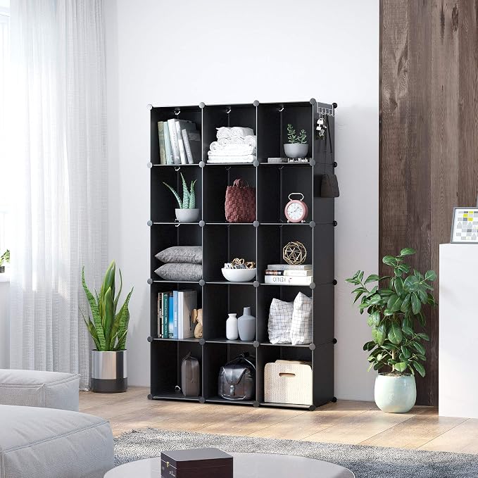 C&AHOME 16 Cube Storage Organizer Cube Shelves Units Storage Cubes, Black