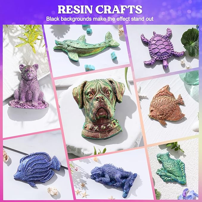 LET'S RESIN Chameleon Chunky Flakes, Resin Supplies for Resin Crafts | Intense Colorshift Pigment Powder for Silicone Molds/Tumbler, Chrome Powder Iridescent Flakes for Nail Art/Paints/Soap Making