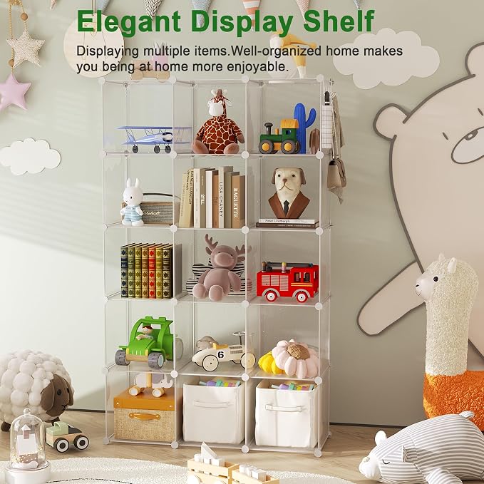 C&AHOME 16 Cube Storage Organizer Cube Shelves Units Storage Cubes, Twill