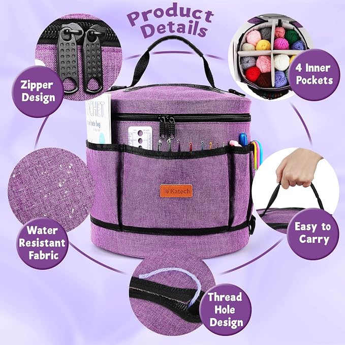 Katech Crochet Kit for Beginners, Adults, Kids Includ Everything You Needed | Crochet & Knitting Kits Includes Crochet Hooks,Large Storage Bag,Soft Yarn, Instruction Compelet Crochet Supplies-Ideal Gift