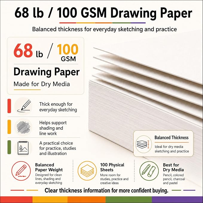 Cewei 9" x 12" Sketch Book, Spiral Bound Sketchbook, 100 Sheets_68lb/100gsm | Thick Drawing Paper Pad, Art Sketch Pad for Kids, Artist Sketchbook for Drawing, Illustration & Art Supplies for Kids 9-12