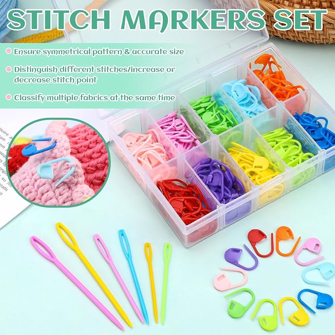 LUNARM 200Pcs Stitch Markers for Crocheting Crochet Stitch Markers Knitting