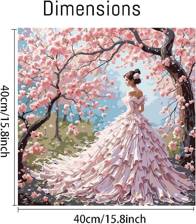 Paint by Numbers Kit for Adults Beginner, Cherry Blossom Beauty 16x20 In | Paint by Number for Beginner,Adult Paint by Number,HD Color Canvas,DIY Tool Kits,Stress Relief Craft,Great Gift,Without Frame