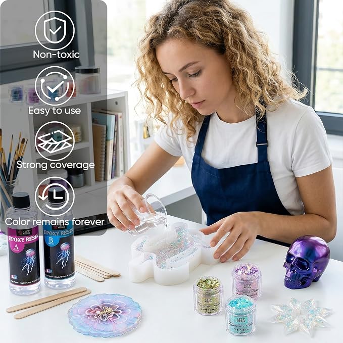 LET'S RESIN Opal Chameleon Flake, Transparent Glitter Flake for Epoxy Resin | 6 Colors Iridescent Color-Shift Pigment Powder for Resin Molds/Silicone Molds/Tumblers/Nail Art, Resin Supplies