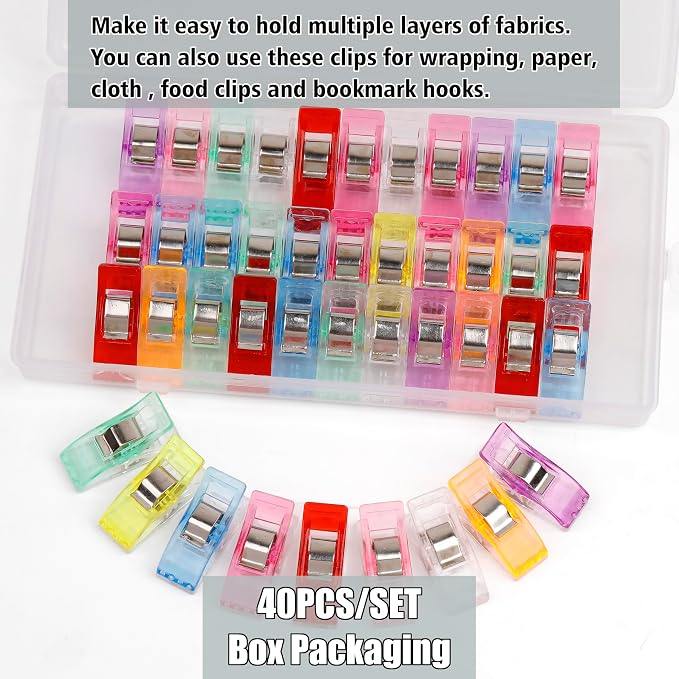 40 Pcs Sewing Clips for Fabric Acrylic Multifunctional Quilting Clips，Quilting Supplies, Sewing Accessories and Supplies