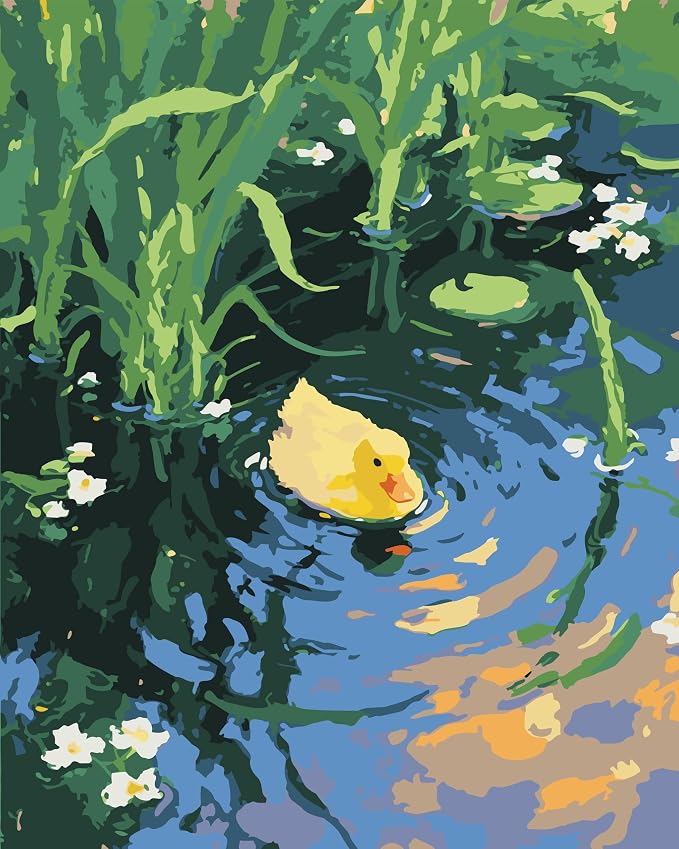 ZRIZQ Paint by Numbers Kit for Adults Beginner Animal,Duck,16x20 | Full set with wooden brushes,rolled canvas,rich paints.Calming activity.Beginner friendly.Just open and paint.