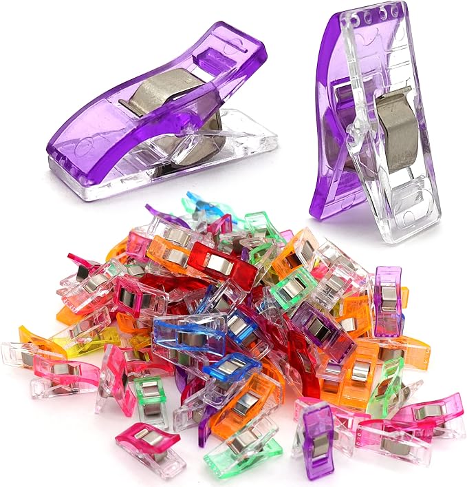 100 Pcs Sewing Clips for Fabric Plastic Clips for Sewing Supplies Acrylic Clips for Quilting Supplies Transparent Multifunctional Mix Colors Clips for Sewing Products Storage Bag Clips
