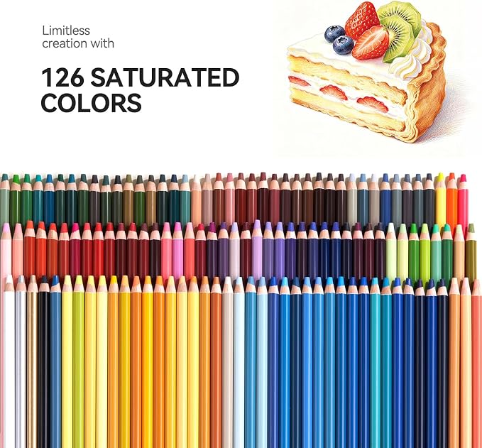 Arrtx 126 Colored Pencils, Soft Core, 5.0mm Thick Lead